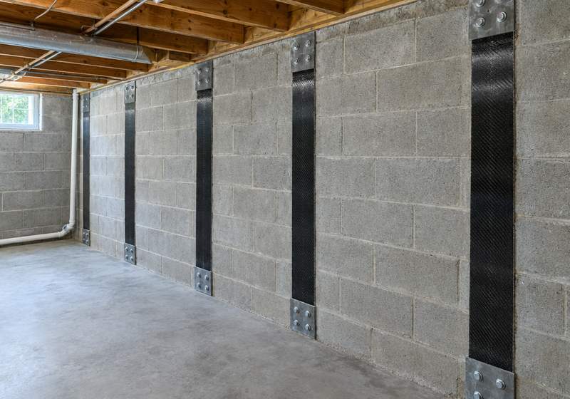 The same wall straightened and anchored after repair